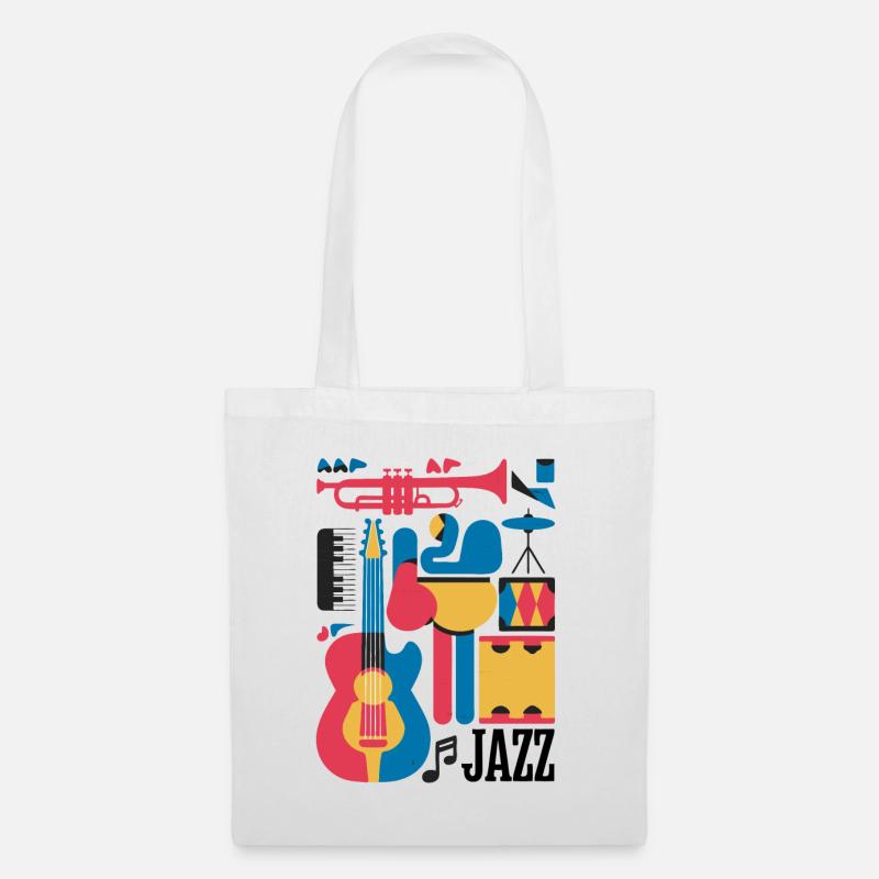 Illustration de notes de musique et d’instruments heureux - Sac en tissu - blanc