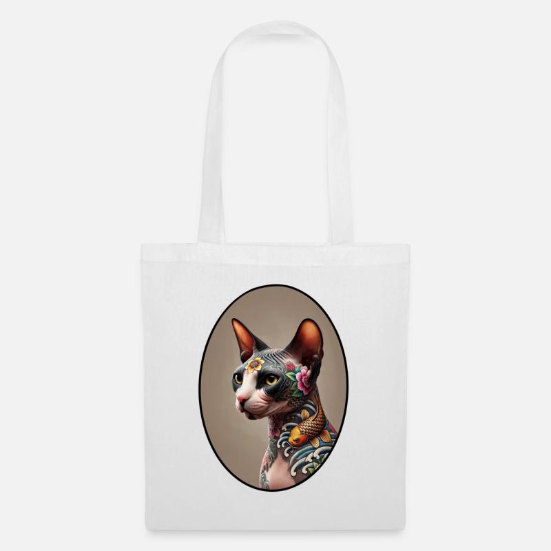 Tätowierte Sphynxkatze - Stoffbeutel - Weiß