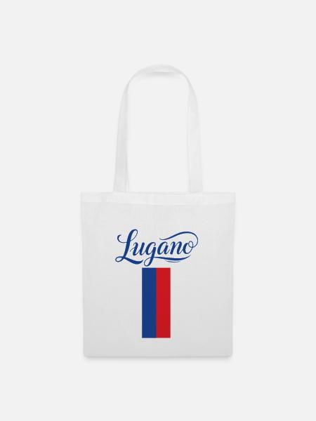 Lugano Stadtflagge Stilvoll Design - Stoffbeutel - Weiß