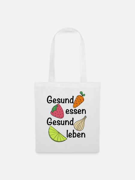 Gesund essen, gesund leben | Ernährung - Stoffbeutel - Weiß