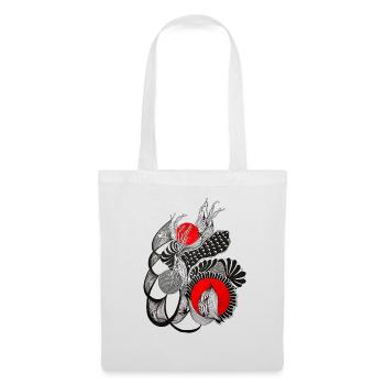 Monochrome flower circles with red - Tote Bag - white - Front