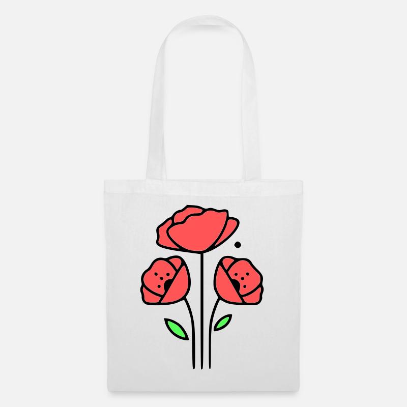 mohnblume-mohnblumen-minimalistisch-line-art-1 - Stoffbeutel - Weiß