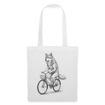 Wolf Cyclist on Bike - Tote Bag - white - Front