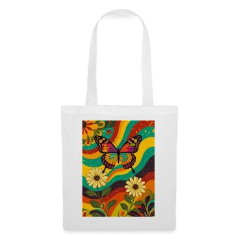 Psychedelic Butterfly Garden in Groovy Colors - Tote Bag - white - Front