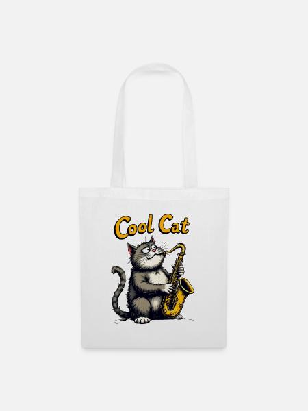 Cool Cat Jazz - Stoffbeutel - Weiß