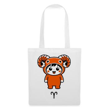 Signe du zodiaque Bélier dans le style kawaii - Sac en tissu - blanc - Devant