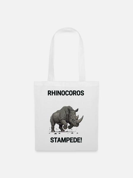 Rhinoceros Stampede Wildangriff - Stoffbeutel - Weiß