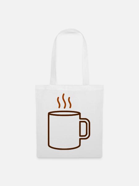 Kaffeetasse Dampf Outline - Stoffbeutel - Weiß