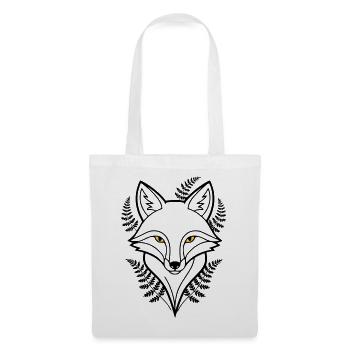 Fox Head Fern Leaves Tattoo - Tote Bag - white - Front