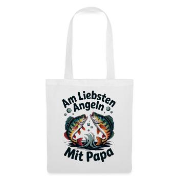 Angeln Mit Papa – Vater & Fische - Stoffbeutel - Weiß - Vorne