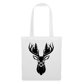 Deer Head Trees Forest Silhouette - Tote Bag - white - Front