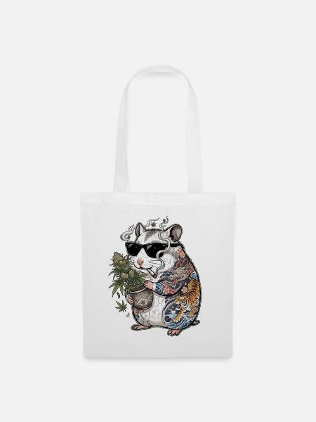 Cannabis Hamster Lustig Japanische Tattoos - Stoffbeutel - Weiß