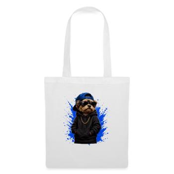 Yorkshire Terrier im Hip-Hop-Style - Stoffbeutel - Weiß - Vorne