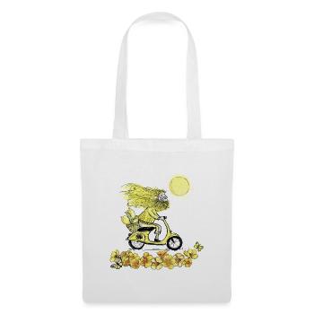Monsieur Jaune à moto - Sac en tissu - blanc - Devant