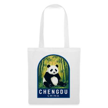 Chengdu China-Riesenpanda-Bambuswaldabzeichen - Stoffbeutel - Weiß - Vorne