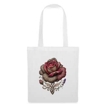 Schnitzte Rose - Stoffbeutel - Weiß - Vorne