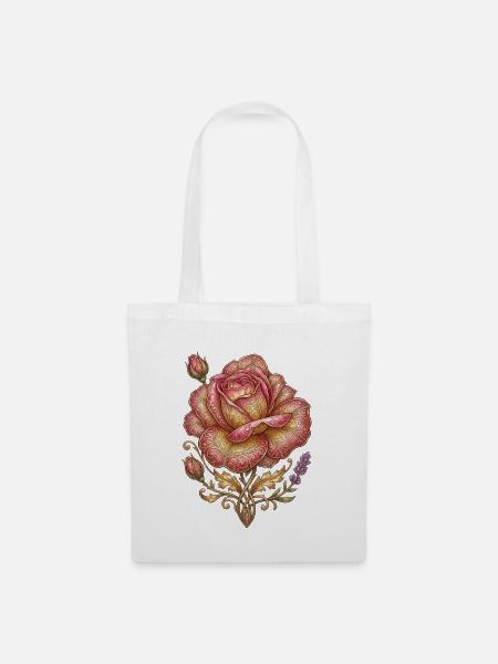 Goldene Rose - Stoffbeutel - Weiß