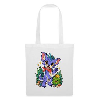 Kawaii Drache am Kaktusfreund - Stoffbeutel - Weiß - Vorne