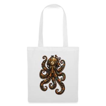 Steampunk Oktopus Uhrwerk - Stoffbeutel - Weiß - Vorne