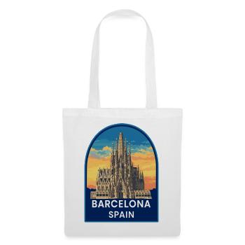 Barcelona Spanien Sagrada Familia Sonnenuntergangsabzeichen - Stoffbeutel - Weiß - Vorne
