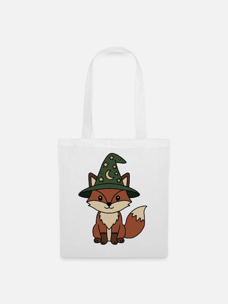 Fuchszauberer Sternengrüner Hut - Stoffbeutel - Weiß
