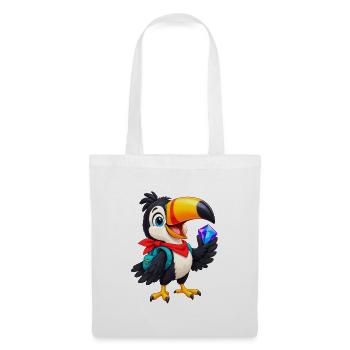 Tropischer Toucan mit Kristall - Stoffbeutel - Weiß - Vorne