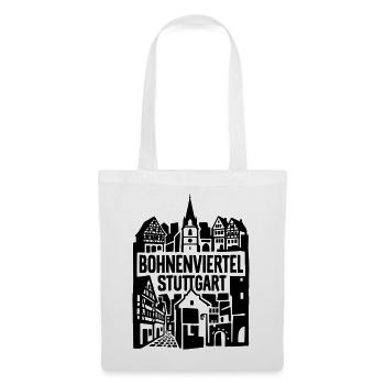Bohnenviertel Stuttgart Skyline Silhouette - Stoffbeutel - Weiß - Vorne