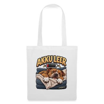 Müder Hund Akku leer - Stoffbeutel - Weiß - Vorne