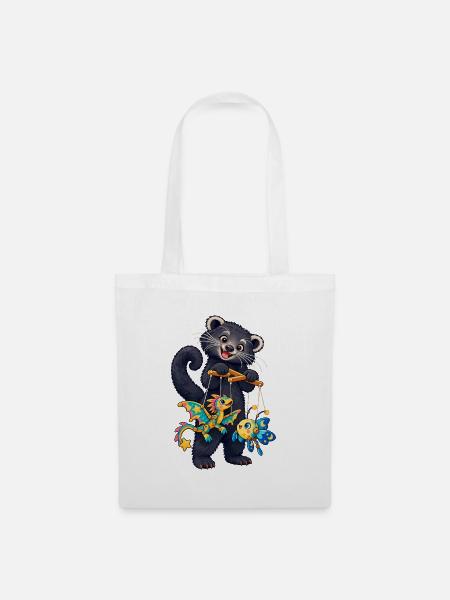 Binturong mit bunten Fadenfiguren - Stoffbeutel - Weiß