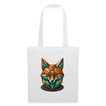 Geometrischer Fuchs Kristall Low Poly Design - Stoffbeutel - Weiß - Vorne