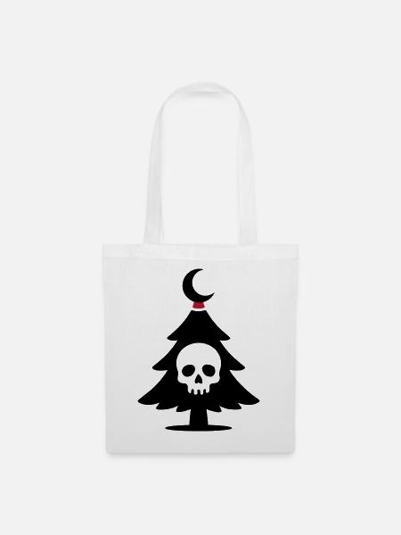 Totenkopf Weihnachtsbaum Logo - Stoffbeutel - Weiß