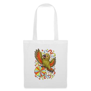 Kea mit Papierrosette und Konfetti - Stoffbeutel - Weiß - Vorne