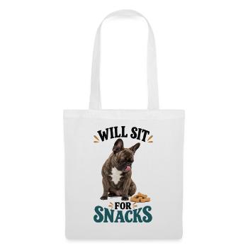Französische Bulldogge Will Sit For Snacks - Stoffbeutel - Weiß - Vorne