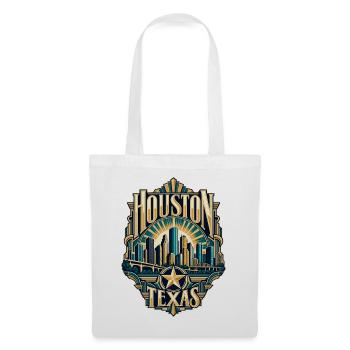 Texas Houston Skyline Art Deco Badge - Stoffbeutel - Weiß - Vorne