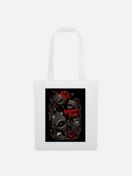 piranhas-punk-halloween-red-horror-fish-shirt - Stoffbeutel - Weiß