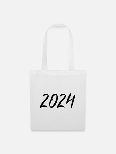 2024 Silvester Neujahr schwarz - Stoffbeutel - Weiß