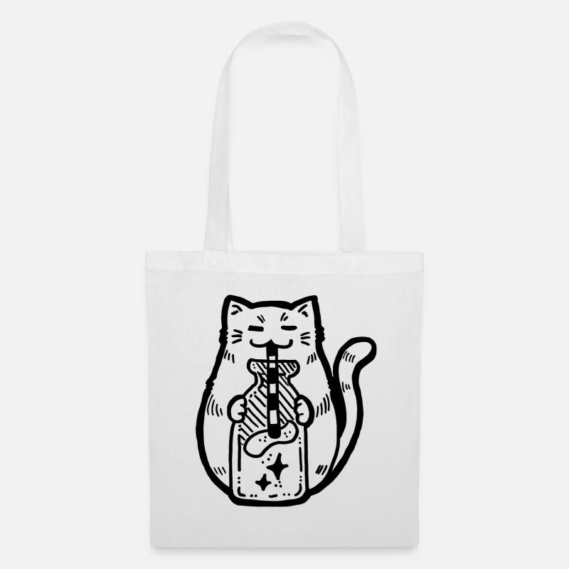 Cat drinks milk - Tote Bag - white