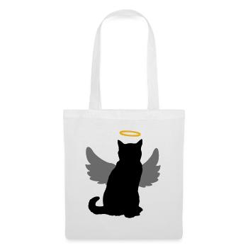 Chat d'ange avec des ailes et un halo! - Sac en tissu - blanc - Devant