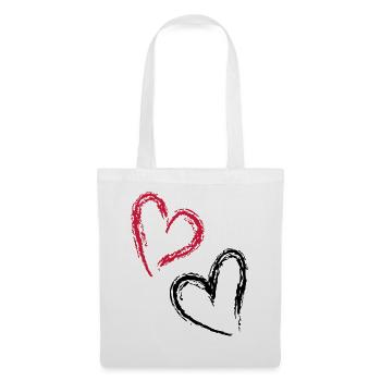 double coeur - Sac en tissu - blanc - Devant