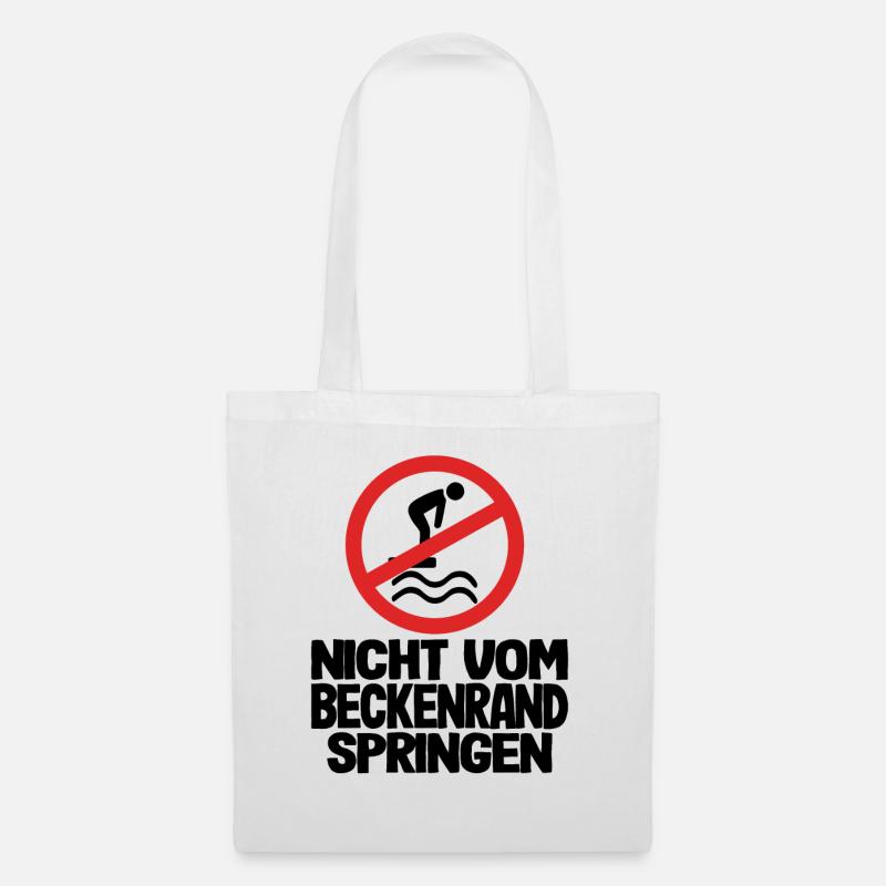 Bademeister Nicht vom Beckenrand springen Spruch - Stoffbeutel - Weiß