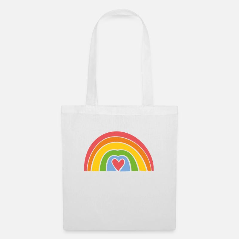 Regenbogen mit Herz - Stoffbeutel - Weiß
