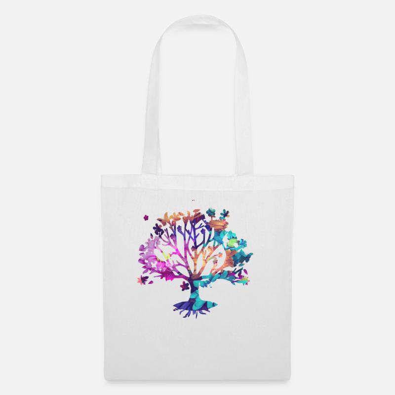 Baum des Lebens ,Lebensbaum,blumen,bunt - Stoffbeutel - Weiß