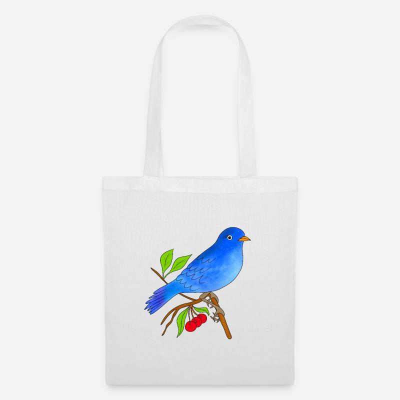 Blauer Vogel - Stoffbeutel - Weiß