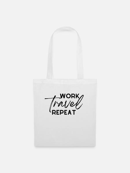 Work Travel Repeat Reise Work&Travel Backpacking - Stoffbeutel - Weiß