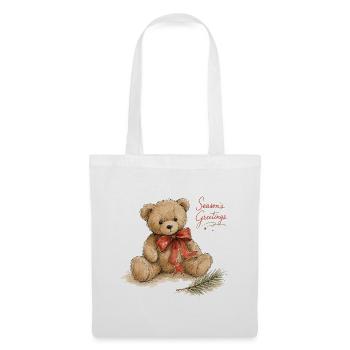 Aquarell Weihnachtsteddybär - Stoffbeutel - Weiß - Vorne