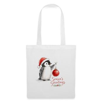 Weihnachtspinguin mit Ornament - Stoffbeutel - Weiß - Vorne