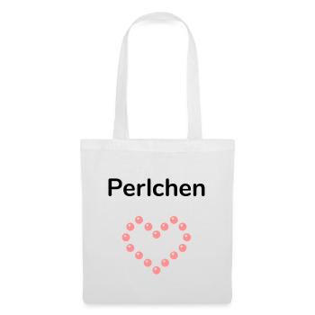 Perlchen (herzförmige Anordnung von Perlen) - Stoffbeutel - Weiß - Vorne