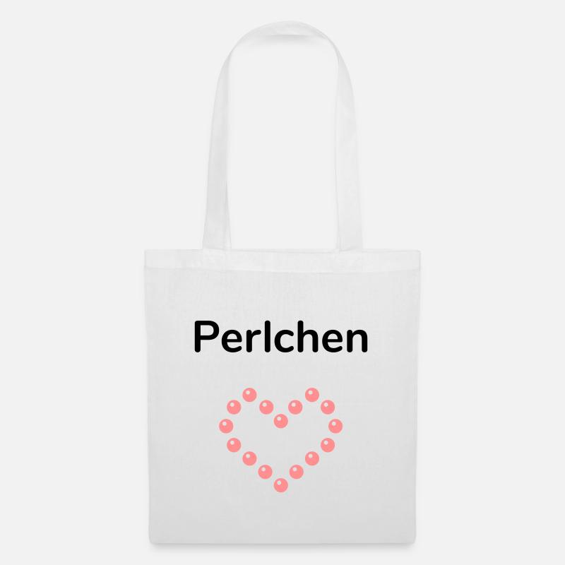 Perlchen (herzförmige Anordnung von Perlen) - Stoffbeutel - Weiß