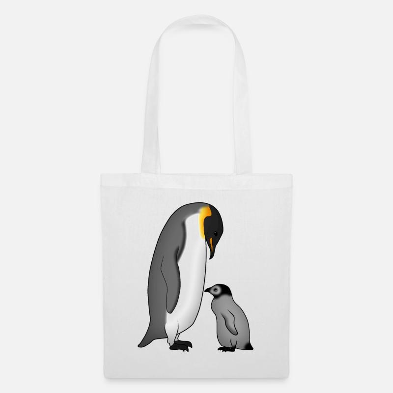Kaiserpinguin mit Baby - Stoffbeutel - Weiß