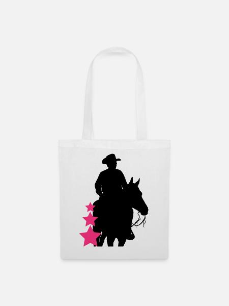 Cowboy , Horse and Stars - Stoffbeutel - Weiß